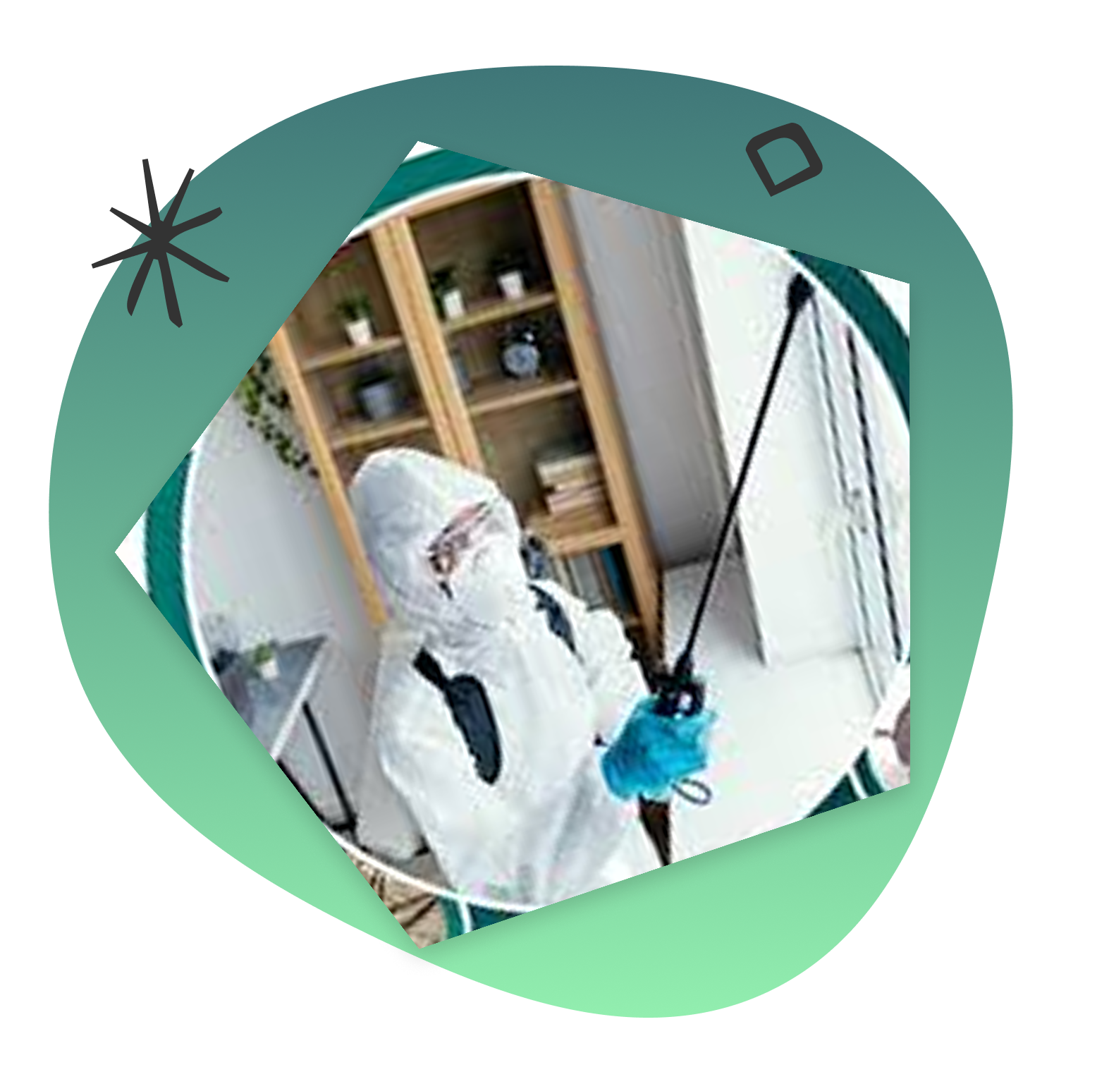 Pest control expert treating a home