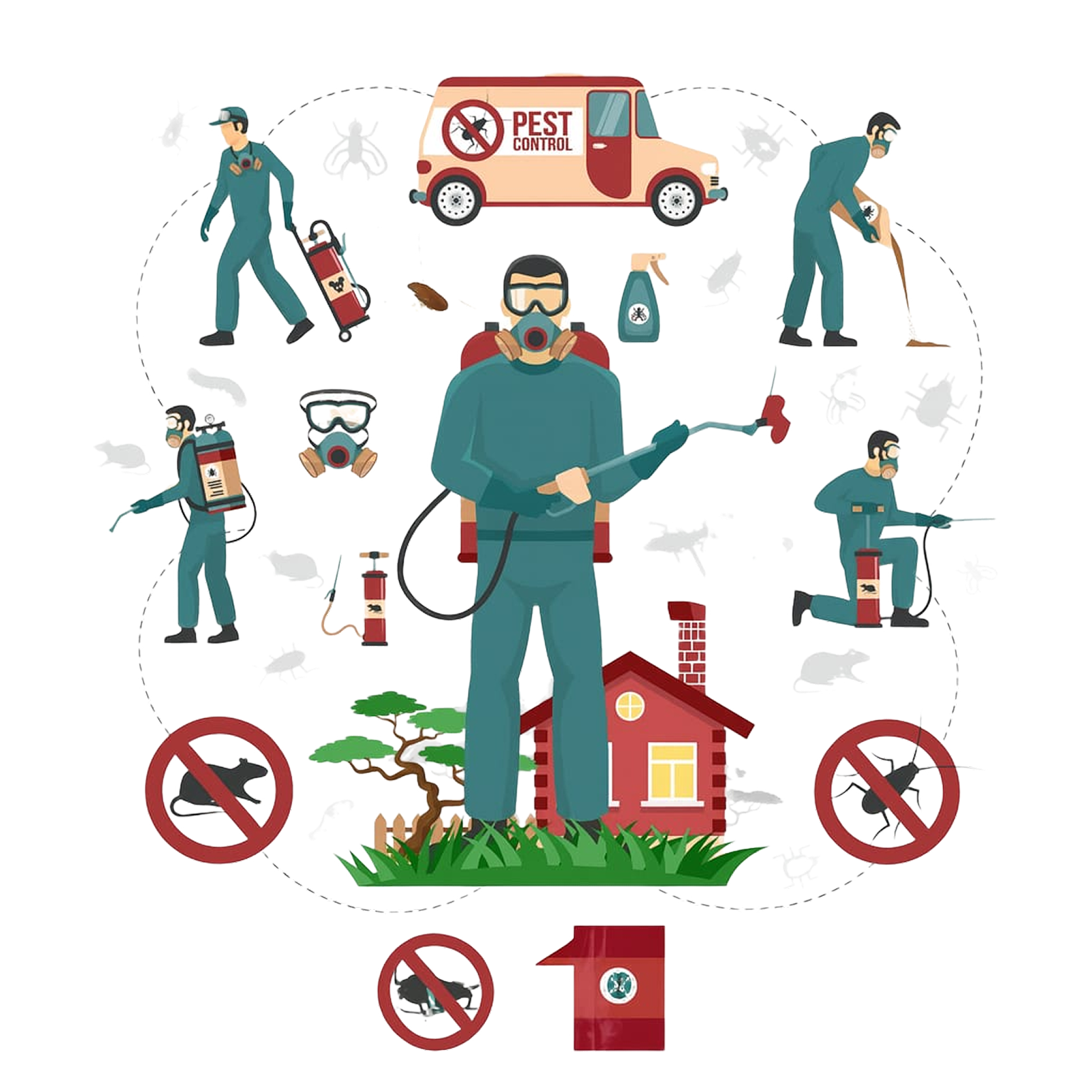 Pest control expert treating a home