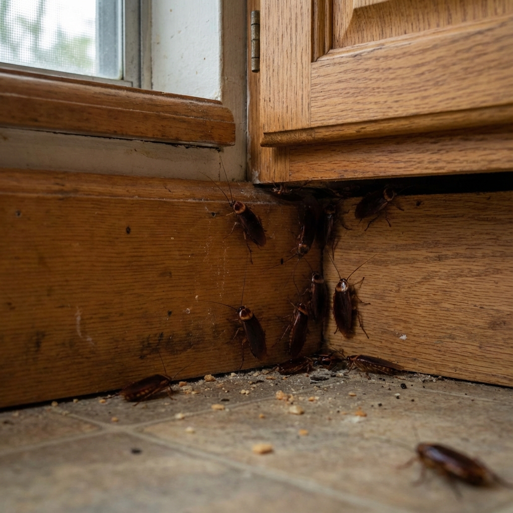 Cockroaches near kitchen corner