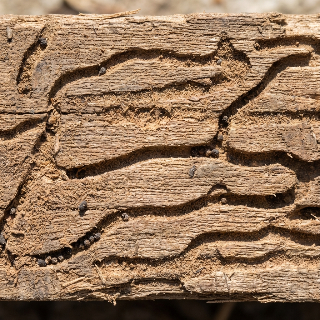 Termite damage on wood structure